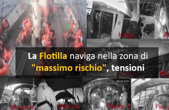 La Flotilla naviga nella zona di “massimo rischio”, tensioni