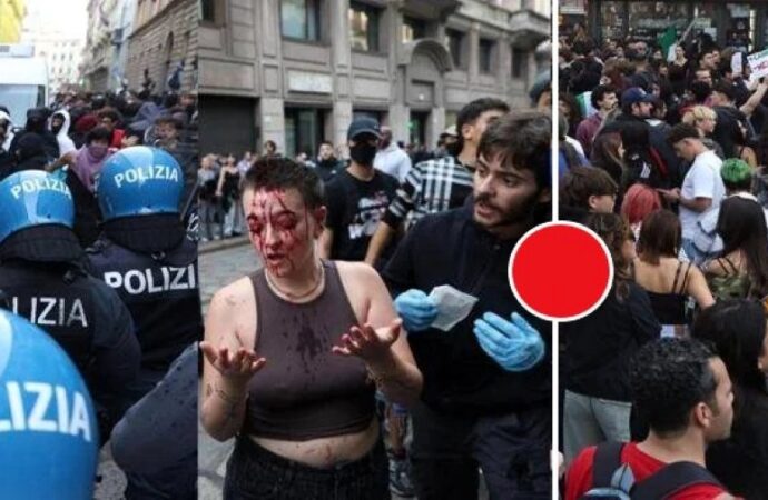 Milano, scontri e feriti al corteo. Disordini anche a Torino e Bologna. Meloni: “Manifestare è un diritto, mettere a ferro e fuoco le città no”